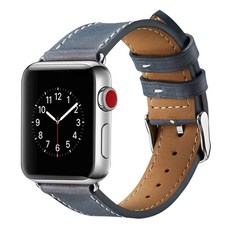 루아러블 애플워치 프리미엄 가죽 밴드 레더 스트랩, 라이트블루