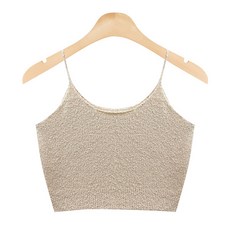 針織女款棉質U領圈圈紗細肩帶背心