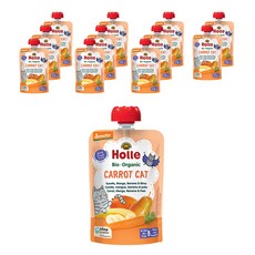 홀레 유아용 유기농 파우치 과일퓨레 캐럿 캣, 혼합맛(당근/망고/바나나/배), 100g, 12개