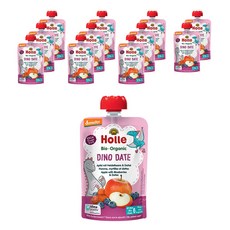 홀레 유아용 유기농 파우치 과일퓨레 디노 데이트, 혼합맛(사과/블루베리/대추야자), 100g, 12개