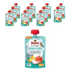 홀레 유아용 유기농 파우치 과일퓨레 크로코 코코, 혼합맛(사과/망고/코코넛), 100g, 12개