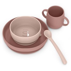 스와비넥스 컬러 에센스 실리콘 이유식기 4종 세트, 소프트 핑크, 1세트