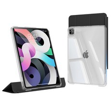 tablese 兩用直立滑蓋透明智慧保護殼 ID-81, 黑色