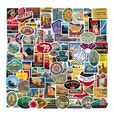 트래블큐브 방수 리무버블 여행가방 스티커북 109종 세트 빈티지호텔