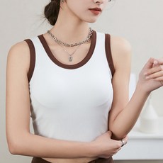 더시럽 여성용 스포티 브라 일체형 라인 포인트 크롭 나시