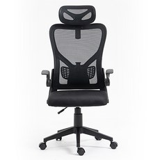 니디스 상하 요추조절 기본형 헤드 메쉬 플립형 팔걸이 사무용 의자 OC-02, 블랙
