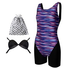 아쿠아티카 여성용 실내 2부 수영복 + 언더브라 + 비닐백 세트 AQA692