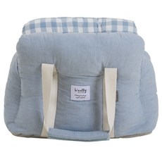 울리 반려동물 코튼 체크 구름가방, 스카이블루, 1개