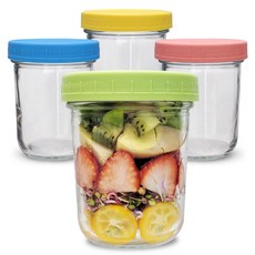 미르코리아 샐러드 밀프렙 컬러캡 젤리 유리병 4종 세트, 390ml, 1세트