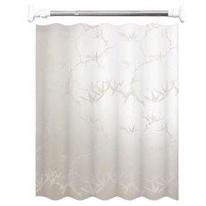 J Life Branch Mood 浴室防水PEVA浴簾桿套組, 透明色系(浴簾), 銀色(浴簾桿), 1套