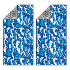 4monster 超細纖維大型新款海灘巾, 淺藍色波浪, 2個