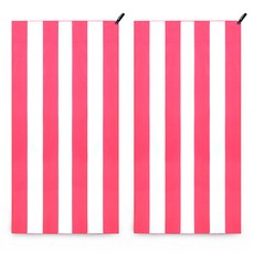 4monster 超細纖維大型條紋海灘巾, 2個, 粉紅色