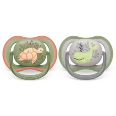 PHILIPS 飛利浦 AVENT 新安怡 Ultra Air 安撫奶嘴 2件組 SCF085, 6~18個月, 烏龜 + 鯨魚, 1套
