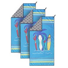 4몬스터 극세사 대형 서프 비치타월, 하와이안서프, 3개