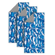 4monster 超細纖維大型新款海灘巾, 淺藍色波浪, 3個