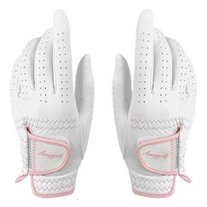 ANYGOLF 女性全羊皮奇蹟高爾夫手套 雙手穿戴, 粉紅色, 1套