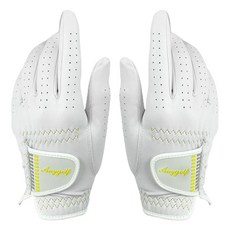 ANYGOLF 女性全羊皮奇蹟高爾夫手套 雙手穿戴, 黃色, 1組