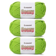 미소털실 미소니트 코아니 코튼 패브릭얀 뜨개실, 17옐로우그린, 3개