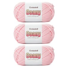 미소털실 미소니트 코아니 코튼 패브릭얀 뜨개실, 06연핑크, 3개