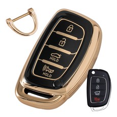 VENDICT 汽車TPU智慧鑰匙圈鑰匙殼 現代-12 Casper / Ioniq / LF Sonata / Avante AD / Avante MD / New Tucson ix / All New Tucson / New Rise / 新款 il40, 黑色, HY-A11J4A