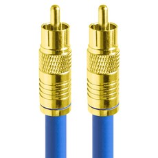 HDtop 韓國製手工數位75歐姆鍍金RCA Coaxial 5C同軸電纜 藍色 15m, HT-ZBGCX150, 1個