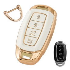 VENDICT 金色邊框TPU鑰匙殼, 象牙白, 現代-10