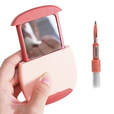 더니드 손거울 거치대 블루투스 이어폰 청소 키트, 핑크, 1개