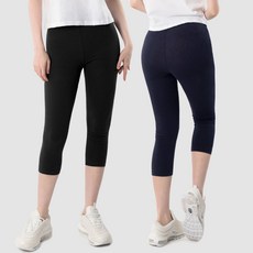 ARMEDES 女款棉質彈性七分卡布裡內搭褲 2件組 AR-305