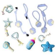 DING DONG PET 寵物可愛繩索拉扯娃娃玩具12件組, 混合顏色, 1套