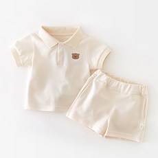 Bebeniz 嬰幼兒動物刺繡簡約短袖短褲套裝