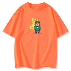 일루소 남여공용 오엠지 오버핏 반팔 면 티셔츠