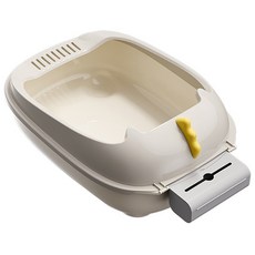 恐龍造型貓砂盆+撿便袋收納箱組, 灰色, 1組