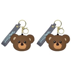 TR테디베어 2D 빅페이스 키홀더, 그레이, 2개
