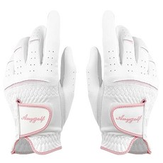ANYGOLF 女款半羊皮彈性高爾夫手套 雙手用, 白色, 1組