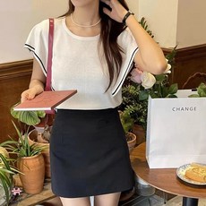 페이퍼먼츠 여성용 날개소매 라운드 여름 티셔츠 22453