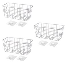 Block Mart 廚房黏貼式壁掛籃 收納籃, 白色, 3個