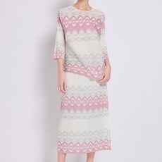 아뗄릭 라운드넥 7부 티셔츠 + 롱 스커트 세트 13946