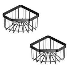 Block Mart 廚房多用途黏貼式轉角置物架, 黑色, 2個