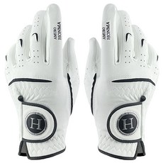 男款柔軟合成皮高爾夫手套 雙手用, 白色, 1組