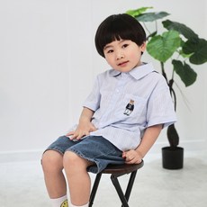 베베몽스토리 남아용 곰돌이 남방 + 청반바지 세트