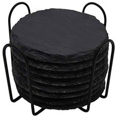 CofV 石板杯墊 8入 + 底座套組, 圓形, 1套