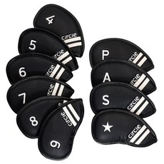 circle DESIGN GOLF 高爾夫球桿頭套 10件組, 黑色, 1組