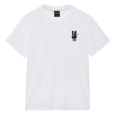 옥스타 남녀공용 만세냥 자수 통기성 반팔 티셔츠 4TS018