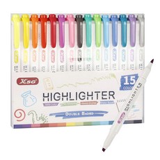 東亞PMS 雙向雙頭粉彩螢光筆, 15色, 1個