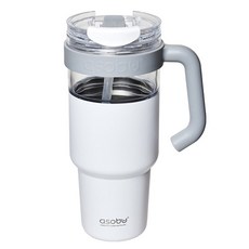 아소부 스테인레스 스트로우 익스플로러 텀블러, 화이트, 1L, 1개