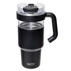 아소부 스테인리스 스트로우 익스플로러 텀블러, 블랙, 1L, 1개