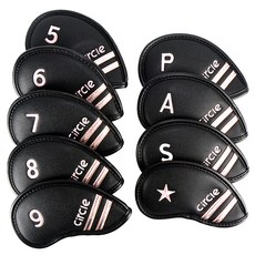 Circle DESIGN GOLF 經典鐵桿套9件組, 黑色 + 粉紅色, 1套