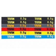 TAAN 泰昂 羽球拍平衡貼 6入組 0.5g, 黑色 2p、藍色 1p、黃色 1p、紅色 1p、灰色 1p, 1組