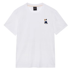 okstar 男女通用 揹包三花貓 刺繡 透氣 短袖 T恤, 白色