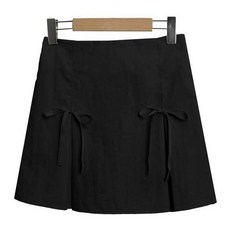 시크블랙 리고리 뒷밴딩 나일론 플리츠 주름 리본 미니 스커트 cpsk6348k43